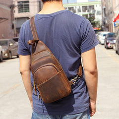 Cool Leather Chest Bag Sling Bag Sling Crossbody Bag Sling Travel Bag Sling Hiking Bags For Men - imessengerbags