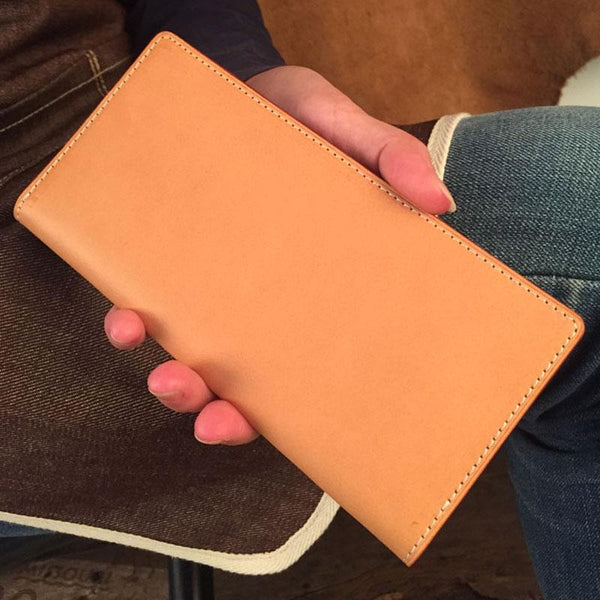 Handmade Leather Mens Cool Long Leather Wallet Slim Travel Passport Wallet for Men - imessengerbags