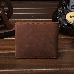 Cool Vintage Brown Mens Leather Small Wallet Bifold billfold Wallets for Men - imessengerbags