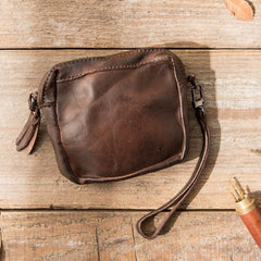 Brown Leather Mens Small Key Case Black Key Holder Coin Purse Card Holder For Men - imessengerbags