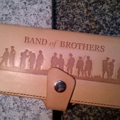 Handmade Leather Mens Long Wallet Band of Brothers Cool Military Long Wallet for Men