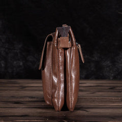 Oil Wax Leather Mens Brown Small Messenger Bag Postman Bag Courier Bag Shoulder Bag for Men