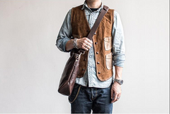 Genuine Leather Mens Briefcase Messenger Bag Laptop Bag Shoulder Bag for men