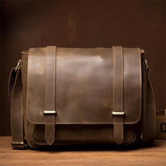 Cool Dark Brown Leather 11 inches Mens Small Messenger Bags Side Bag Brown Courier Bag for Men