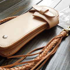 Handmade Leather Biker Wallet Mens Cool Chain Wallet Trucker Wallet with Chain - imessengerbags