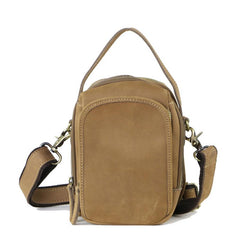Dark Brown Leather Mens Casual Mini Courier Bag Messenger Bags Belt Bag Belt Pouch For Men - imessengerbags