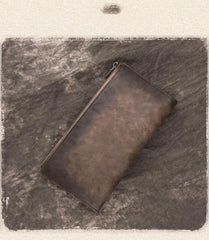 Vintage Brown Long Wallet Leather Mens Bifold Long Wallet Slim Long Wallet For Men - imessengerbags