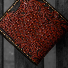 Handmade Leather Eagle Tooled Mens billfold Wallet Cool Leather Wallet Slim Wallet for Men - imessengerbags