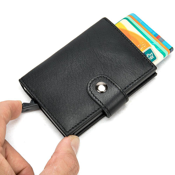 Cool RFID Black Leather Men's Card Holder Card Bifold Small Wallet For Men - imessengerbags
