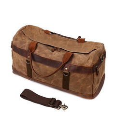 Mens Waxed Canvas Leather Weekender Bag Canvas Large Travel Bag for Men - imessengerbags