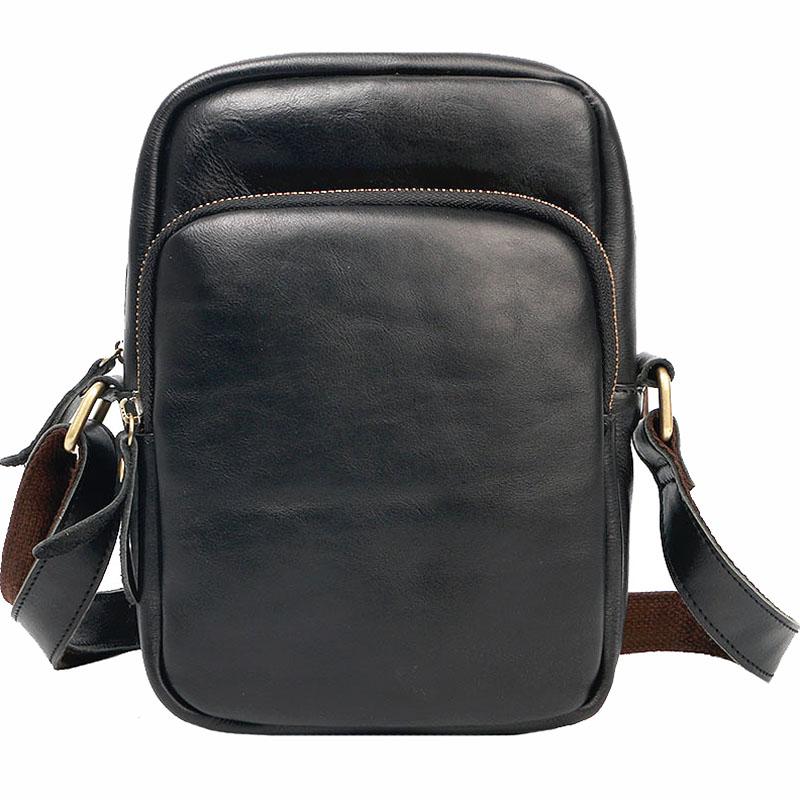 Casual Small Leather Mens Black Side Bags Small Vertical Postman Bag Messenger Bags For Men - imessengerbags