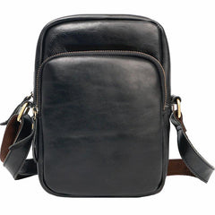 Casual Small Leather Mens Black Side Bags Small Vertical Postman Bag Messenger Bags For Men - imessengerbags