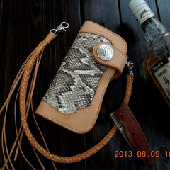 Handmade Leather Biker Wallet Mens Cool Chain Wallet Trucker Wallet with Chain
