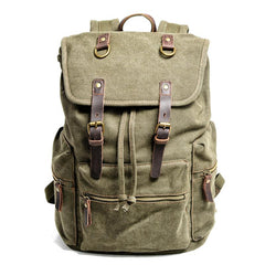 Cool Canvas Leather Womens Mens Large College Backpack 14'' Travel Backpack Computer Backpack for Men - imessengerbags