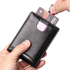 RFID Brown Leather Men's Small Wallet billfold Wallet Black Front Pocket Wallet For Men - imessengerbags
