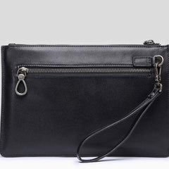Handmade Leather Mens Clutch Parrots Cool Slim Wallet Zipper Clutch Wristlet Wallet for Men