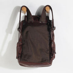 Genuine Leather Mens Cool Backpack Sling Bag Large Black Travel Bag Hiking Bag for men - imessengerbags