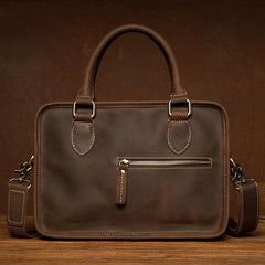 Vintage Dark Brown Leather Small Mens Briefcase Cool Work Bag Messenger Bags for Men