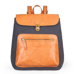 Canvas Leather Mens Women Student Backpack Army Green Travel Backpack Caramel College Backpack for Men - imessengerbags