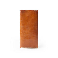 Brown Handmade Leather Mens Long Wallet Bifold Long Wallet Cellphone Wallet For Men - imessengerbags