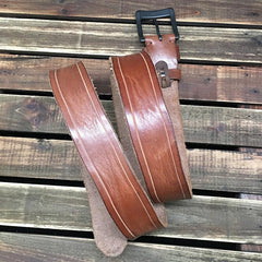 Cool Handmade Embossed Brown Tooled Leather Mens Belt Dark Brown Leather Belts for Men - imessengerbags
