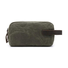 Cool Waxed Canvas Leather Mens Zipper Wristlet Bag Vintage Clutch Zipper Bag for Men - imessengerbags