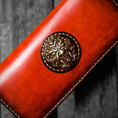 Handmade Leather Men Tooled Cool Leather Wallet Long Phone Wallets for Men - imessengerbags