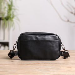 MIni Black Leather MENS Side Bag Black Small Leather Messenger Bag Courier Bag For Men