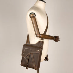 Cool Brown Mens Leather Small Side Bag Vintage Messenger Bags Courier Bag for Men - imessengerbags