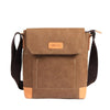 Canvas Leather Mens Vertical Side Bag Small Messenger Bags Khaki Canvas Courier Bags for Men