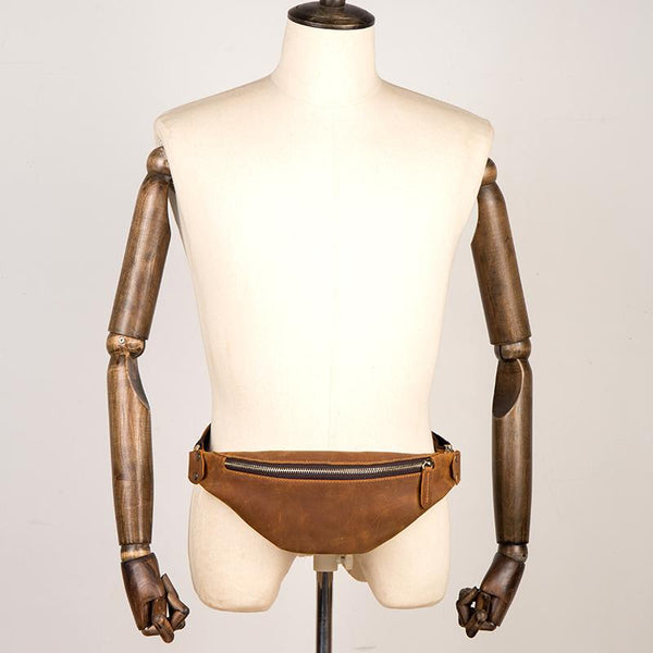 Vintage Brown Mens Leather Mens Fanny Pack Brown Waist Bag Hip Pack Belt Bag Bum bag for Men