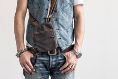 Canvas Belt Pouch Mens Waist Bag Hip Pack Belt Bag Fanny Pack Bumbag for Men