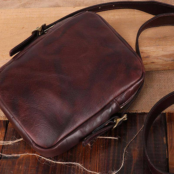 Cool Leather Mens Camera Bag Small Shoulder Bag Crossbody Bags For Men - imessengerbags