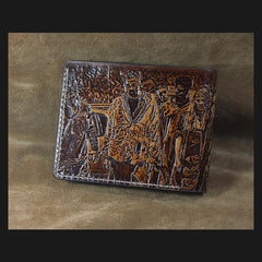 Handmade Leather Tooled TheWalkingDead Mens billfold Wallet Cool Leather Wallet Slim Wallet for Men - imessengerbags