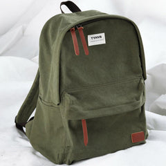 Cool Canvas Mens 15'' Green Computer Backpack Khaki Travel Backpack School Backpack for Men - imessengerbags