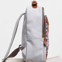 Vintage Canvas Gray Mens Backpack Canvas Travel Bag Canvas School Bag for Men