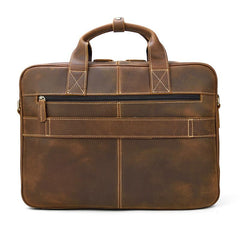 Vintage Brown Leather Men's 14‘’ Laptop Briefcase Professional Briefcase Computer Bag For Men - imessengerbags