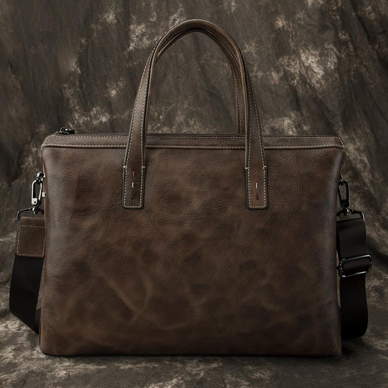 Leather Vintage Mens 14-inch Blue Briefcase Lawyer Briefcases Laptop Briefcase Business Briefcase For Men - imessengerbags