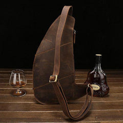 Leather Mens Sling Bag Chest Bag Cool Sling Shoulder Bag Sling Backpack for men - imessengerbags