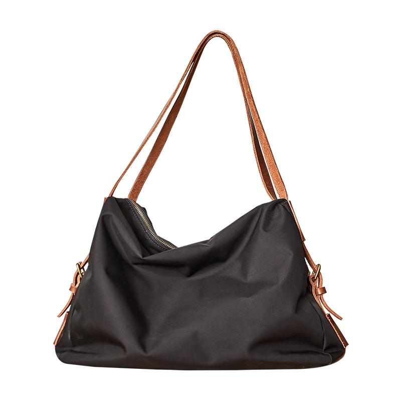 Fashion Mens Black Nylon Leather Large Handbag Tote Bag Messenger Bag Travel Bag for Men - imessengerbags