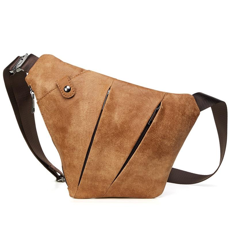 Cool Leather Brown Men's Sling Bag Chest Bag Black Crossbody Backpack For Men - imessengerbags