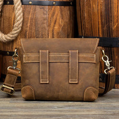 Cool Brown Leather 8 inches Mens Small Courier Bag Messenger Bags Postman Bags for Men