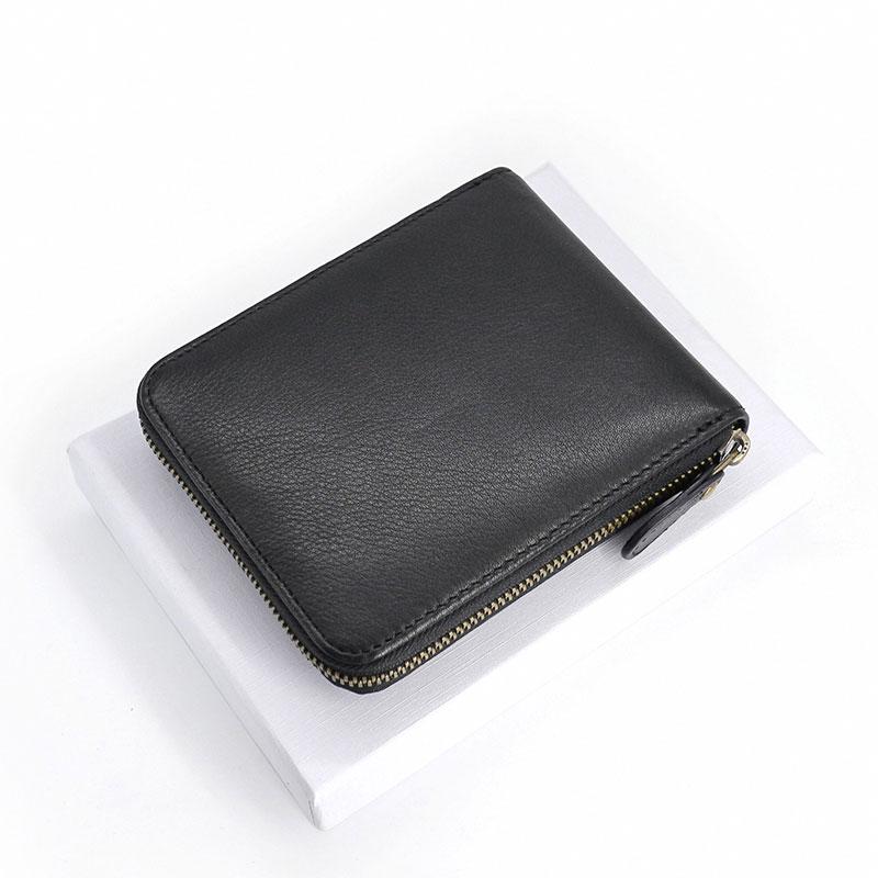 Leather Mens Black Zipper Small Wallet Front Pocket Wallet Small Wallet for Men - imessengerbags