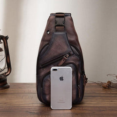 Cool Leather Chest Bag Sling Bag Sling Crossbody Bag Sling Travel Bags Sling Hiking Bag For Men - imessengerbags