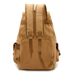 Khaki CANVAS WATERPROOF Womens 15'' MENS BACKPACK LARGE School Backpack Hiking Backpack FOR MEN - imessengerbags