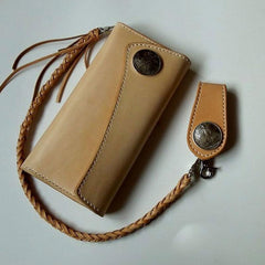 Handmade Leather Biker Wallet Mens Cool Chain Wallet Trucker Wallet with Chain