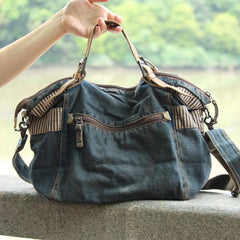 Fashion Denim Blue Mens Large Postman Bag Jean Messenger Bags Large Courier Bag For Men