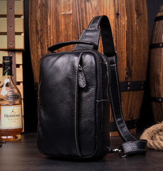 Vintage Brown Leather Mens Crossbody Pack Sling Bag Sling Pack Casual Chest Bags One Shoulder Backpack for Men - imessengerbags