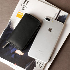 Handamde Genuine Leather Mens Cool Key Wallet Card Slim Wallet Key Holder Car Key Case for Men - imessengerbags