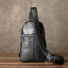 Genuine Leather Mens Cool Chest Bag Sling Bag Crossbody Bag Travel Bag Hiking Bag for men - imessengerbags